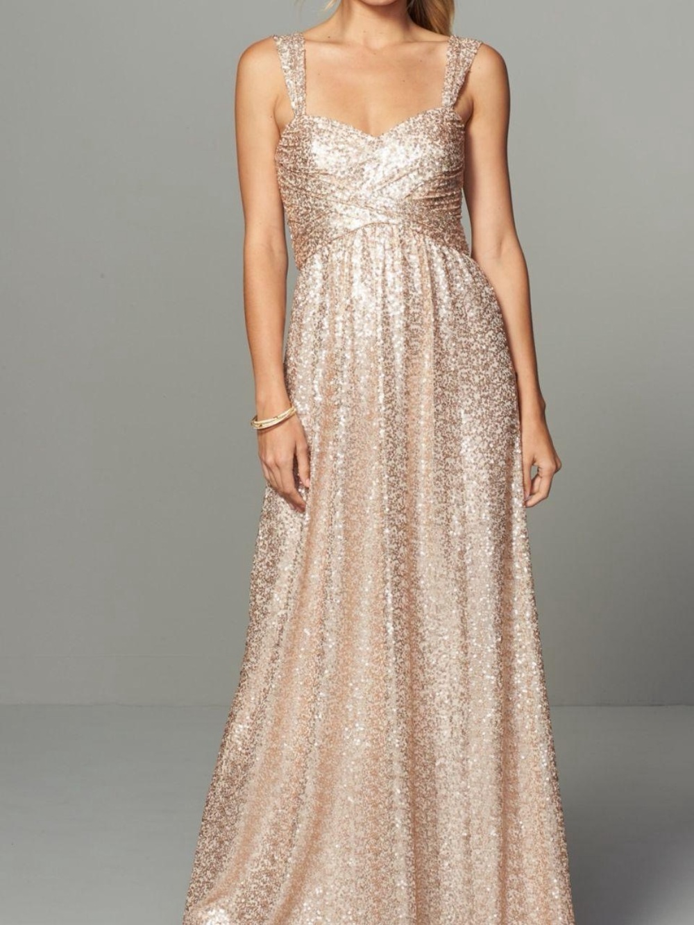 Amsale 'Loire' Sweetheart Neck Sequin Gown Rose Gold - Size 2
